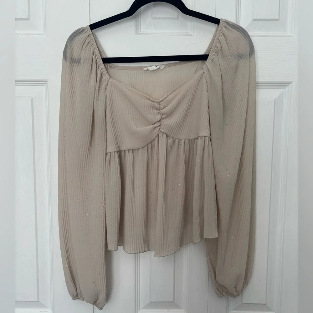 Mine Cream Women's Blouse with Ruched Front - Picture 1 of 5